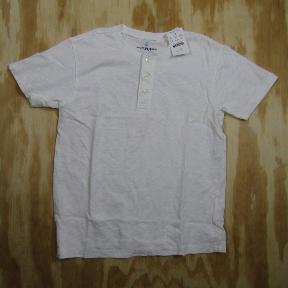 J Crew Boys Small White Short Sleeve Dyed Henley Tee T Shirt